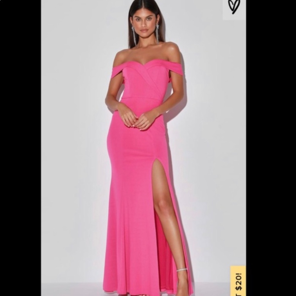 PINK LULUS SONG OF LOVE HOT PINK PROM DRESS